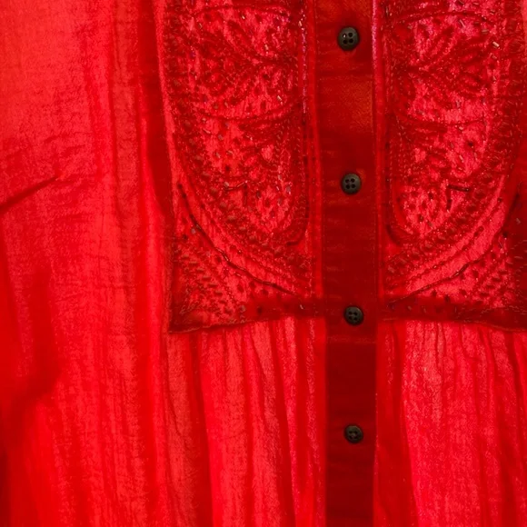 Style & Co Coral Boho Gauze Button-up Tunic Tank XL - Picture 6 of 6